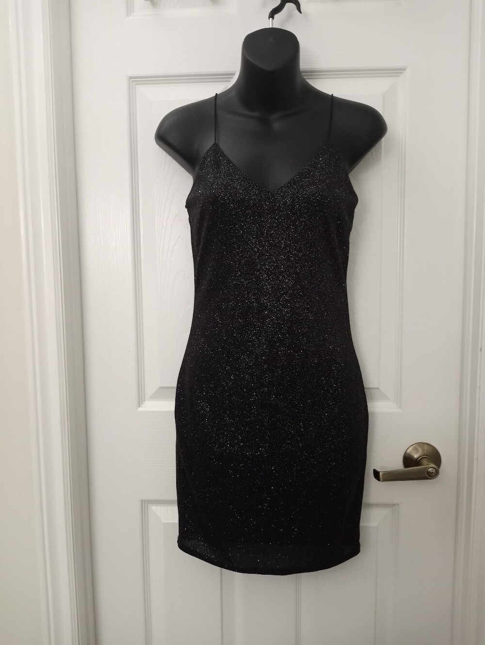 M Black Rainbow Sparkle Slip Mini Dress